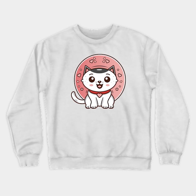 Wizard Cat Hairy Pawter Funny Cute Cat Kawaii Kawaii Doodles For Cats Lovers Crewneck Sweatshirt by UniqueTeeDesigns